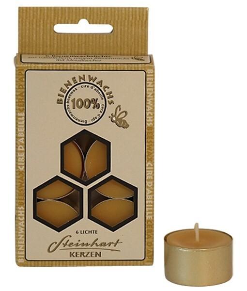 Velas de té de abeja 100% pura en recipiente de aluminio caja de 6 uds. 1,7x3,8