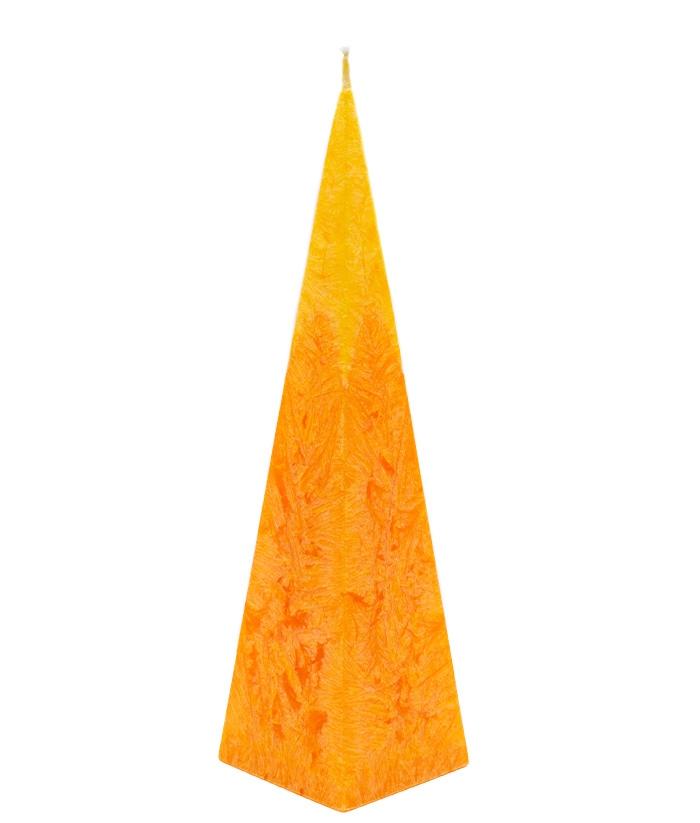 Vela Pirámide bicolor de cera vegetal Amarillo-Naranja.