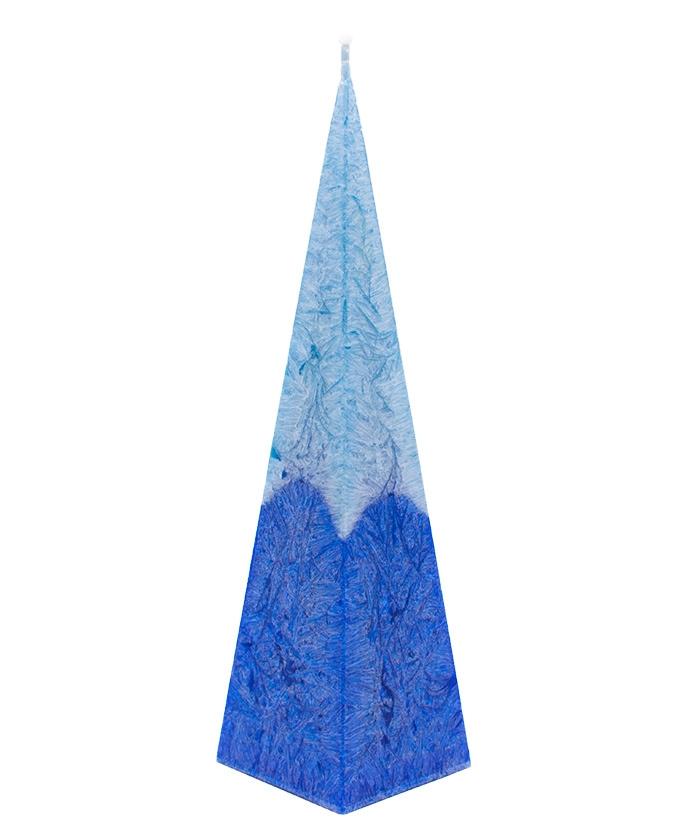Vela Pirámide bicolor de cera vegetal Azules.