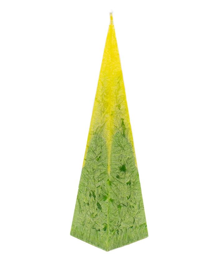 Vela Pirámide bicolor de cera vegetal Verdes.