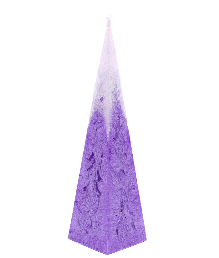 Vela Pirámide bicolor de cera vegetal Blanco-Lila.