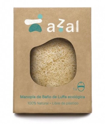 Manopla corporal de Luffa ovalada-con asa. Azal.