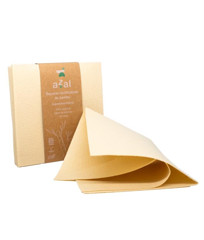 Set de 6 Bayetas de bambú 35x35. Sin blanquear. 120 gsm
