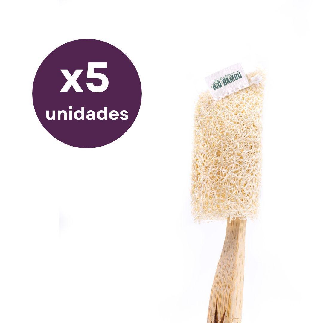 Funda-capuchón protector cepillo dental de luffa. Pack 5 uds en bolsa de celofán