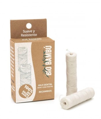 Recambios Hilo dental de seda natural con cera vegetal. 2 bobinas de 30 mt cada. BioBambú