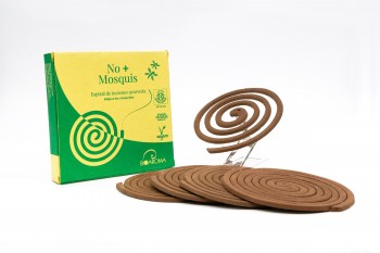 Espiral No+Mosquis BIOAROMA. Ideal para el exterior. 10 espirales de 7 horas aprox. Certificado ICEA.