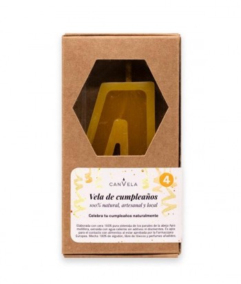 Vela de cumpleaños cera de Abeja. Nº 4