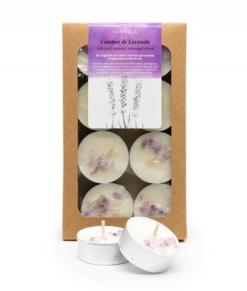 CanVela - Vela de té perfumada Campos de Lavanda. Caja 8 uds