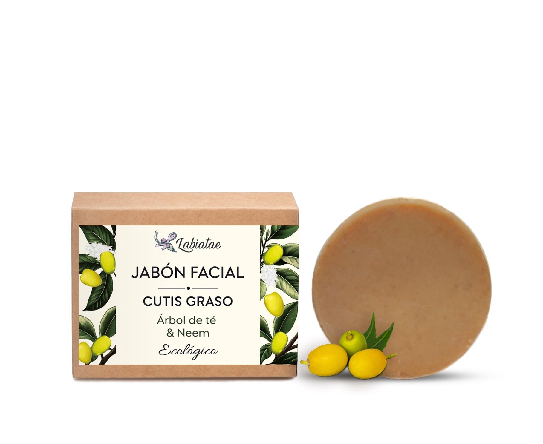 Jabón facial piel Grasa- Acné: Neem y Árbol del té