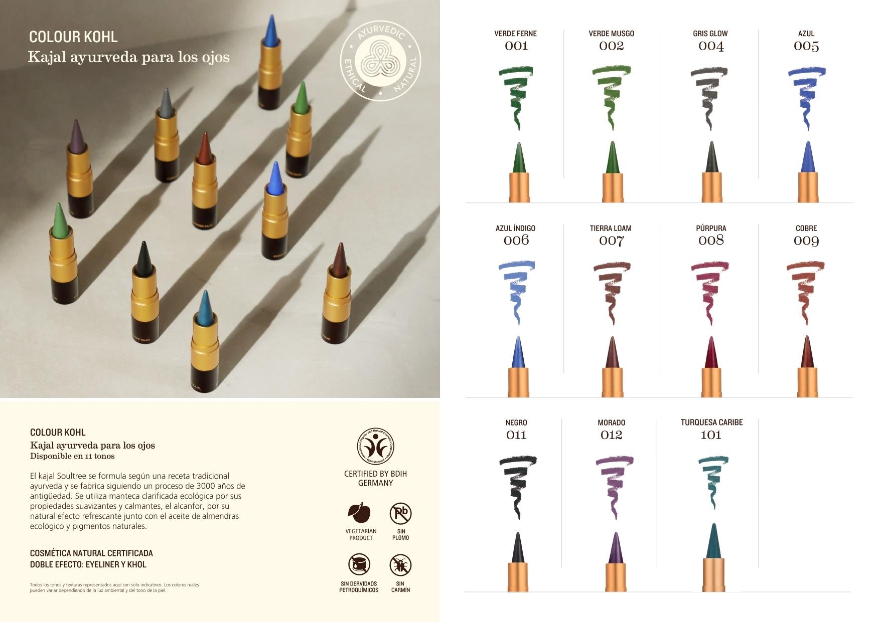 Folleto-Carta de colores Kajal y Barras labiales Soultree