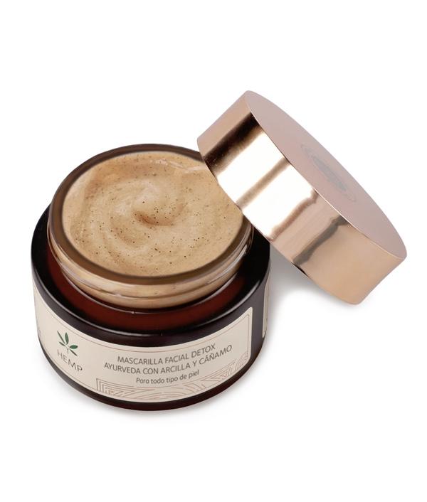 Mascarilla facial detox ayurveda con arcilla y cáñamo